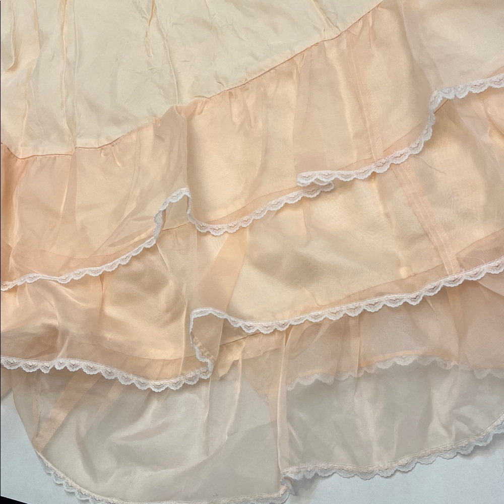 70’s VINTAGE VICTORIAN TEA LACE RUFFLE COQUETTE BOW PINK DRESS SIZE XS - Picture 14 of 17